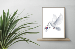 Dove Carrying Taegeukgi Peace Symbol PNG Korean Independence Product Image 2