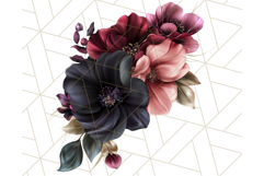 Gothic Floral PNG, Dark Aesthetic Flowers Clipart Print Product Image 2