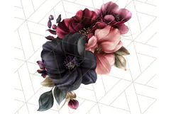 Gothic Floral PNG, Dark Aesthetic Flowers Clipart Print Product Image 2