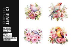Bird Floral Art Clipart PNG Product Image 1