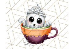 Ghost Café PNG Clipart, Cute Ghost Baristas Halloween Treats Product Image 2