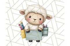 Cute Back to School Animals PNG Clipart with Books & Bags Product Image 2