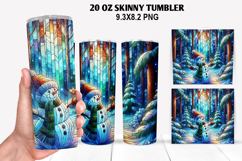 Snowman Skinny Tumbler 20oz Wrap Design, Christmas Tumbler Product Image 1