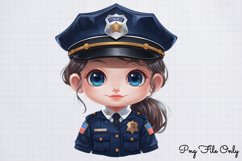 Watercolor Cute Police Clipart PNG Product Image 1