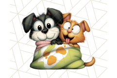 Dog and Cat Friends PNG, Cute Pet Clipart, Funny Animal Art Product Image 2
