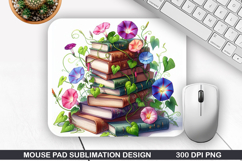 Book Flower Mouse Pad Sublimation, Animals Mouse Pad PNG Product Image 1