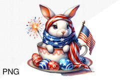 4th Of July Bunny Sublimation Clipart PNG Design Product Image 1