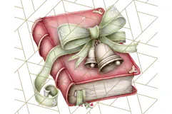 Christmas Book Clipart, Festive Reading PNG Illustrations Product Image 2