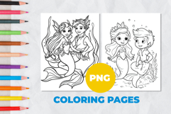 Mermaids Prince and Princess Coloring Pages | Coloring book Product Image 1
