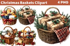 Christmas Baskets Clipart PNG Product Image 1