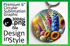 Charming Round Design Keychain PNG , Flower Product Image 1