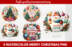4 Watercolor Merry Christmas PNG | Festive Holiday Product Image 1