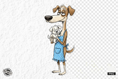 Whimsical Dog Mom With Puppy Clipart Product Image 1