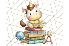 Magical Bookish Unicorn PNG Clipart Reading Books & Stories Product Image 2
