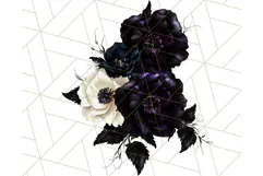 Gothic Floral PNG, Dark Aesthetic Flowers Clipart Print Product Image 2