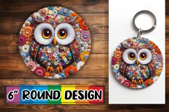 Enchanting Owl Design: Color Burst 3D Sub Round, Keychain Product Image 1