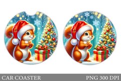 Cute Squirrel Car Coaster. Christmas Car Coaster Design Product Image 1