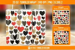 3d Cute Heart Tumbler Wrap Designs, Sublimation Wrap Product Image 1