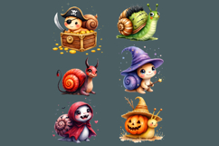 Halloween Snail Clipart PNGs Cute Snails in Costumes - 24png Product Image 2