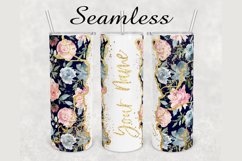 Blue Floral Gold Agate 20 oz sublimation design tumbler Product Image 1