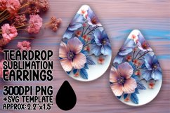 Fresh 3D Floral Teardrop Earrings: Sublimation Delight Product Image 1