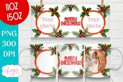 Merry Christmas photo mug wrap PNG, Christmas picture mug PN Product Image 1