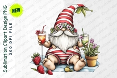 Summer Gnome With Cocktails And Strawberries Clipart Product Image 1