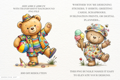 Summer Teddy Bear Clipart Product Image 2