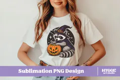 Vintage Funny Sarcastic Feral Witch Raccoon Halloween PNG Product Image 2