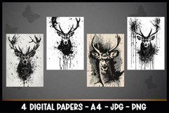 4 Reindeer Digital Papers I Christmas Junk Journal Pages Product Image 2