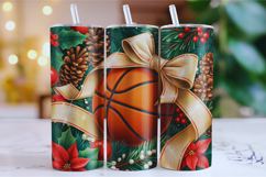 Merry Basketball Tumbler Wrap | Christmas Wrap Product Image 1