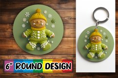 3D Gingerbread Man Round Design Christmas Keychain Product Image 1
