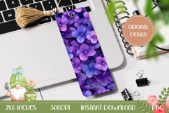 Printable Bookmark PNG, Cute Purple Hydrangea Bookmark Product Image 1