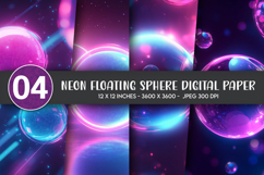 Neon Floating Sphere Digital Paper Product Image 1