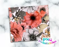 Peach Floral Collage 20 oz Skinny Tumbler Wrap Product Image 2