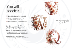 Floral Alphabet Rose Gold wedding Clipart Set flower letter Product Image 2