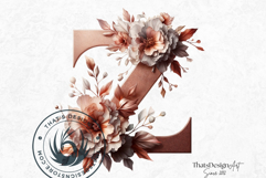 Floral Alphabet Rose Gold wedding Clipart Set flower letter Product Image 5