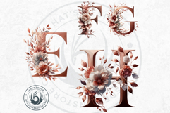 Floral Alphabet Rose Gold wedding Clipart Set flower letter Product Image 6