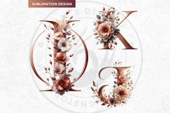 Floral Alphabet Rose Gold wedding Clipart Set flower letter Product Image 7