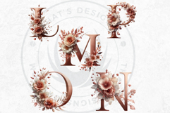 Floral Alphabet Rose Gold wedding Clipart Set flower letter Product Image 8