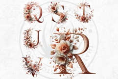 Floral Alphabet Rose Gold wedding Clipart Set flower letter Product Image 9