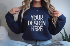 Navy blue Gildan 18000 Sweatshirt mockup Product Image 1
