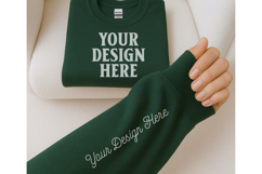 Gildan 18000 Forest Green Sleeve Sweatshirt Mockup Product Image 1