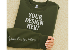 Gildan 18000 Military Green Sleeve Sweatshirt Mockup Product Image 1