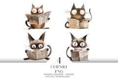 Funny Pets Clipart Watercolor PNG Product Image 1