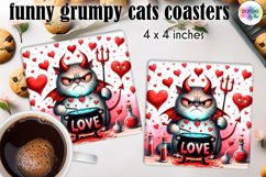 Grumpy Valentine Cat Coaster, Funny Anti Valentine Coaster Product Image 1