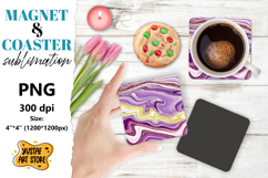 Abstract paint magnet/coaster sublimation. Fluid art Product Image 1