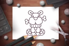 Cartoon character dog, outline style icon PNG | DFX Product Image 3