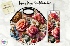 Vintage Floral Lunch Bag Design | Baroque Flowers Lunch Bag Product Image 1