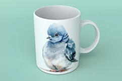 Cute Rock Pigeon bird Bird Baby Watercolor Handmade illus Product Image 2